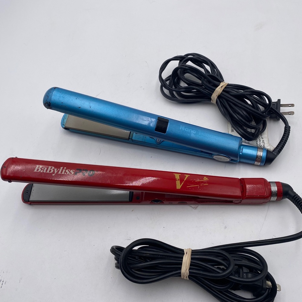 Lot 2 BaBylissPRO Nano Titanium Flat Iron 1" Straightener Red Blue BABVR3072ES